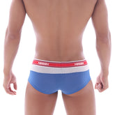 Metro malewear triple boxer royal blue blue mesh briefs with red and white ashny branded elastic waistband