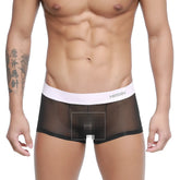 Black sheer mesh briefs with white elastic waistband branded amuw from MetroMaleWear Tull Trunk 2026-19 collection