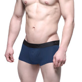 Navy blue MetroMaleWear Uphole Short Boxer briefs with black menw logo waistband for comfortable daily wear