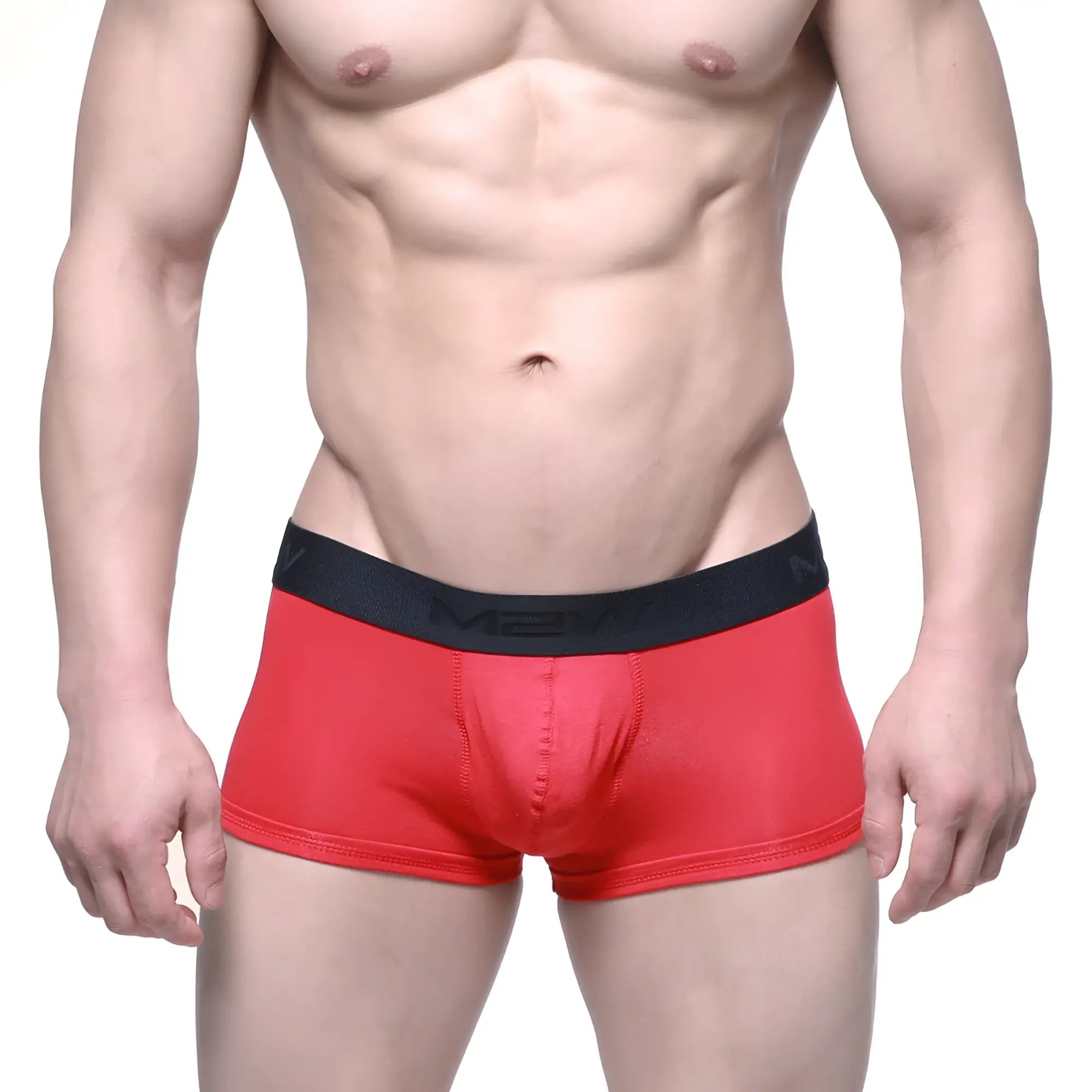 Red men’s briefs metroMaleWear Uphole Short Boxer with black mexx logo waistband in breathable fabric