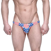 MetroMaleWear USA hip bikini blue 6003-91 red white and blue briefs with bold star and stripe pattern in cotton blend