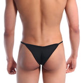MetroMaleWear v bikini black 2225-20 sleek black form-fitting thong made of smooth stretch fabric shown from the back