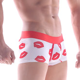 White briefs metro male wear valentine short boxer with red lipstick print and solid red waistband 7 inch