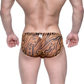 MetroMalewear Vasco hip brief animal gold 5103-75 swim trunks with orange and black tiger stripes for men