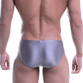Silver textured briefs metal gray metroMalewear vasco hip brief 5103-11 showcasing front design