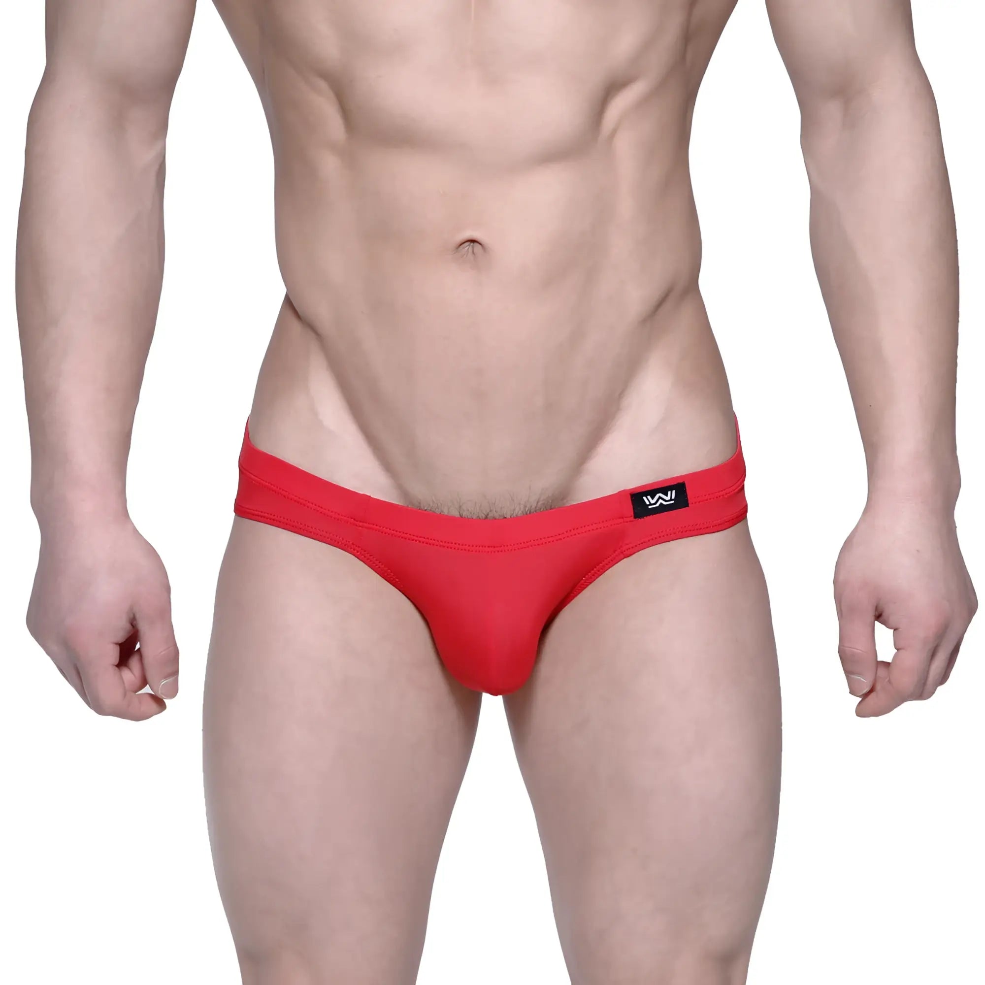 Red men’s briefs metro malewear vasco hip brief red 5103-12 with a black logo on the waistband