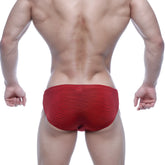 Metro malewear vasco hip brief red stripe 5103-47 featuring textured ribbed fabric in red and white stripes