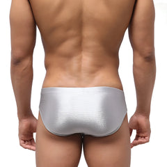 Silver metallic metroMallear vasco hip briefs with textured shimmering finish in titanium color