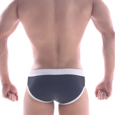 MetroMaleWear Ventana swim brief 4924-20 in black with white trim designed for comfortable beachwear