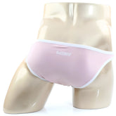 MetroMaleWear verano bikini briefs in dusty pink with white trim featuring soft comfortable fabric for everyday wear
