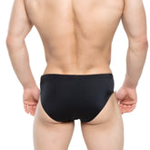 MetroMalewear versity swim brief black 4998-20 smooth form-fitting black swim briefs for men
