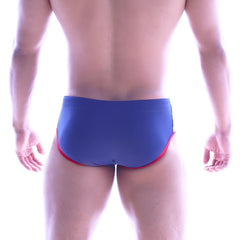 MetroMalewear vigor swim brief blue 4936-41 featuring blue fabric with red trim ideal for swimming and beachwear
