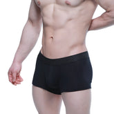 Black ribbed men’s boxer briefs with a branded waistband from MetroMaleWear Voltz boxer brief black 2122-22