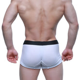 White ribbed cotton boxer briefs with a black elastic waistband from MetroMaleWear Voltz collection