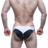 MetroMalewear WAHOO swim bikini black 4989-20 white and black two-tone briefs with sleek contoured design