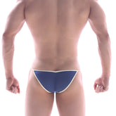 Blue athletic briefs with white trim from metromalewear wave string bikini gold 3104-21 for active wear