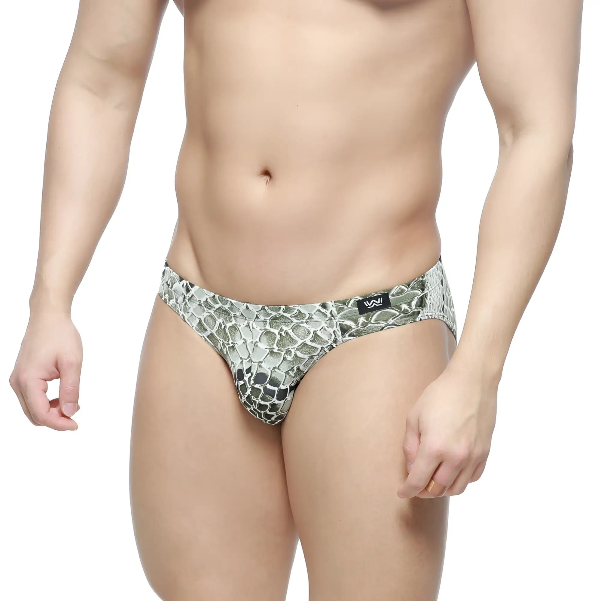 MetroMaleWear Wild Bikini 5103-95 men’s briefs with snake print in metallic silver and black design