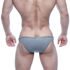 Black and white checkered swim trunks metro malewear xtreme bikini black plaid 6005-41 for swimming and beachwear