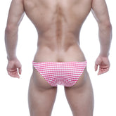 MetroMaleWear Xtreme bikini briefs in pink and white gingham pattern combining comfort and style