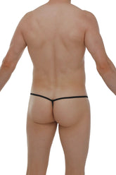 Black thong micro g-string lace with thin sleek design shown from the back side