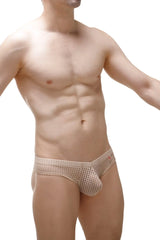 Mini boxer durtol nude beige mesh briefs with perforated design and subtle branding on the waistband