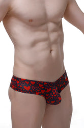 Black mini boxer briefs with vibrant red heart pattern perfect for stylish comfortable everyday wear