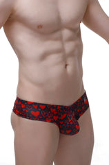 Black mini boxer briefs with vibrant red heart pattern perfect for stylish comfortable everyday wear