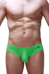 Mini boxerneon green bright green form-fitting men’s briefs with smooth elastic waistband and small side logo