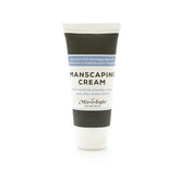 White tube of mixologie manscaping cream shave lotion sent iii with black and light blue label for grooming use