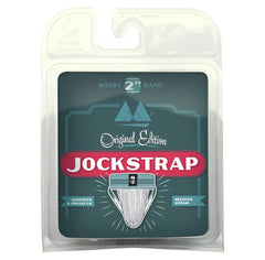 Mm original edition bike style jockstrap underwear in red grey with 2 inch waistband in clear plastic package
