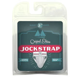Mm original edition bike style jockstrap in white and black with illustrated graphic in clear plastic packaging size m