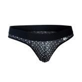 Black and white polka dot mesh briefs with solid black waistband from mob aero jock final sale collection