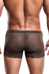 Mob men’s boxer tull pouch print brown leopard-print mesh briefs with breathable fabric for everyday comfort
