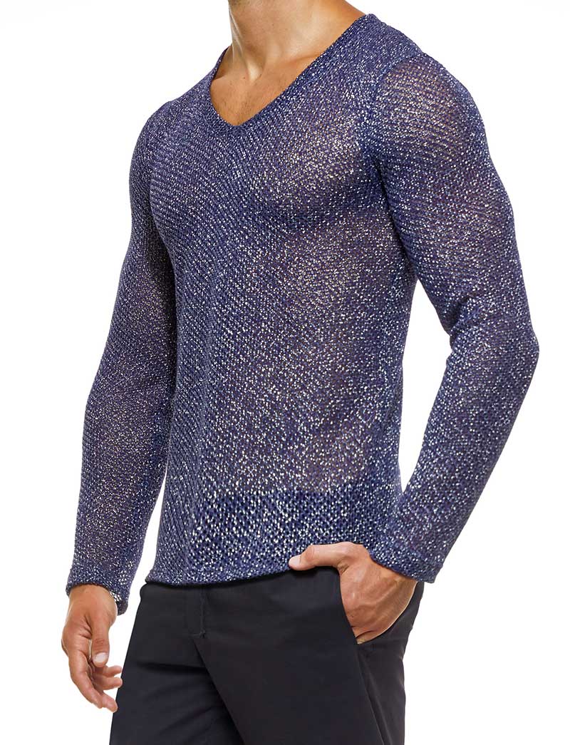 Modus Vivendi Knight T-Shirt mit V-Ausschnitt und langen Ärmeln, Blau, 05251, Größe S Modus Vivendi Knight T-Shirt mit V-Ausschnitt und langen Ärmeln, Blau, 05251, Größe S