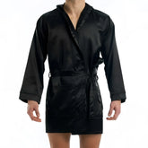 Black satin robe with hood long sleeves and tie belt from modus vivendi satin short robe loungewear size l