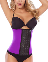 Moldeate 8031 workout waist cincher in purple and black with adjustable lacing panel for waist training