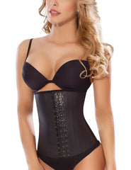 Black moldeate 8033 workout waist cincher with textured front panel and adjustable lacing for shaping and support