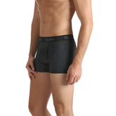 Black pinstripe mossimo ricky trunk briefs with a matching elastic waistband featuring wesbro logo size m