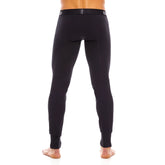 Black mundo unico cold mountain long johns long underwear leggings with snug waistband and subtle white branding