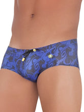 Blue patterned mundo unico musica nota bikini swimwear with black and gold drawstring size m