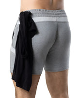 Nexus rugby short gray heathered athletic shorts with ribbed waistband side pockets and black garment tied at back