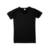 Black short-sleeved crew neck t-shirt made of smooth cotton fabric from nylon+ active underwear collection