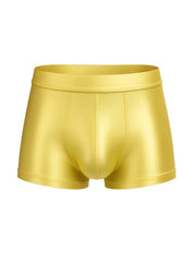 Nylon luxury trunk shiny gold metallic briefs with smooth reflective surface and snug fitting design