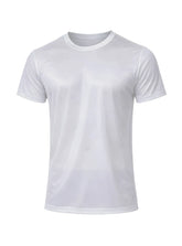White nylon tricot crew neck t-shirt with short sleeves and smooth lightweight fabric finish