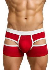 Open back trunk red and white striped cut-out briefs with bold modern design for stylish comfortable wear