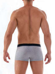 Gray heathered cotton stretch briefs with black waistband and thin blue stripe from papi 3 pack brazilian trunk underwear size s