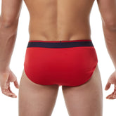 Papi heritage clasico red men’s briefs with navy blue waistband comfortable hip brief underwear size m