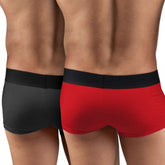 Black and red Papi Cool solid Brazilian trunk microfiber boxer briefs with black elastic waistbands size M pack of 2