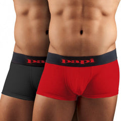 Red and black papi cool solid brazilian trunk microfiber boxer briefs with contrasting elastic waistband size m