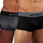 Black and gray patterned microfiber boxer briefs with papi logo waistband in size xl from 2 pack ombre dot solid set